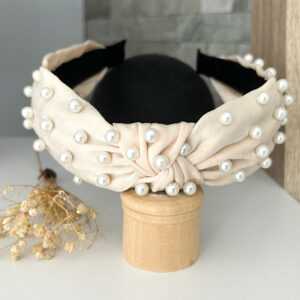 Knotted alice band-nude pearl