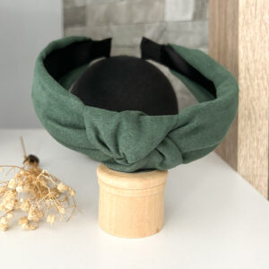 Knotted alice band- green suede