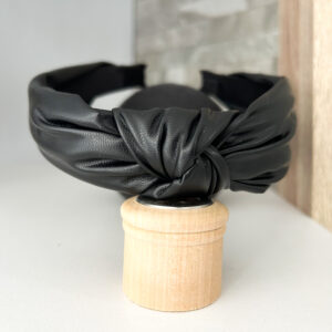 Knotted alice band-black PU - leather