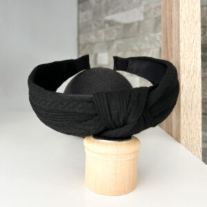 Knotted alice band-black knit