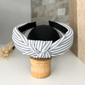 Knotted alice band-grey stripe