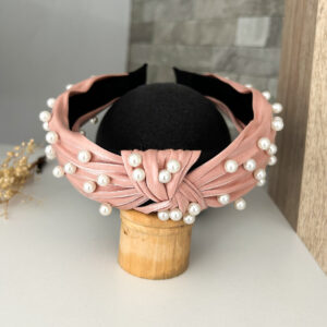 Knotted alice band - pinkish pearl