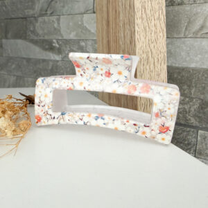 White floral claw clip