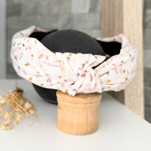 Knotted alice band-white mini floral