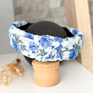 Knotted alice band-royal blue floral