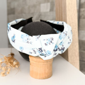Knotted alice band- light blue floral