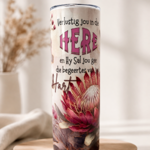 600ml stainless steel skinny tumbler-protea