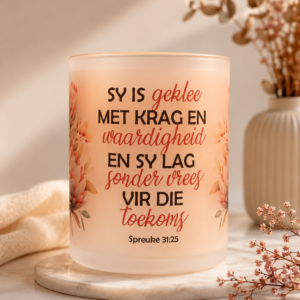 Frosted mug-Sy is geklee... protea