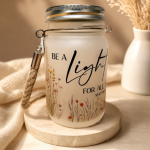 Frosted solar mason jar- Be a light