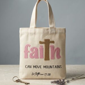 20x22cm tote bag-faith can move mountains