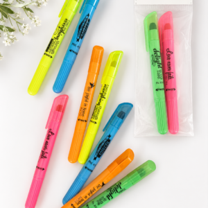 Random 2 pcs twist & glide highlighters with Bible verse- no leaking through page