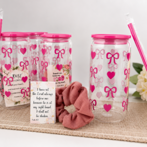 Dark pink bow glass tumbler set-random pick
