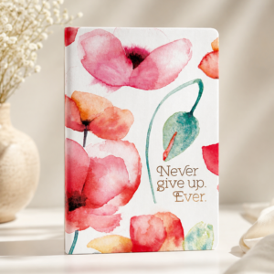 Never give up soft cover notebook