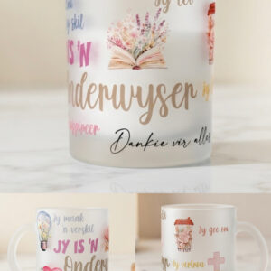 Frosted mug-jy is 'n onderwyser