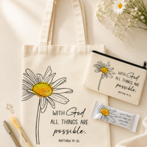 Tote bag gift set-With God all things