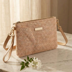 Straw sling bag-nude(21x15cm)