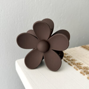 Floral claw clip-chocolate brown